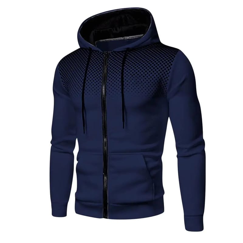 Men Navy Blue Hoodie With Mesh Design - Winter Casual Full Zip Hooded Jacket For Men - Premium Quality Fleece Hoodie, photo 5