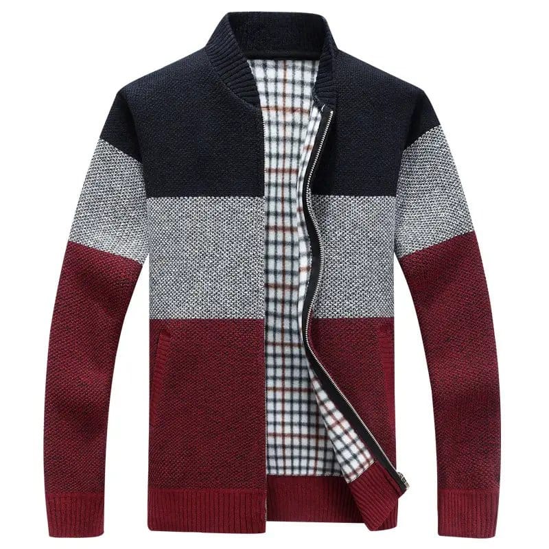 Men's Thick Velvet Zipper Cardigan - Autumn Winter Warm Coat - Premium Velvet V-Neck Sweater Jacket For Men, photo 3