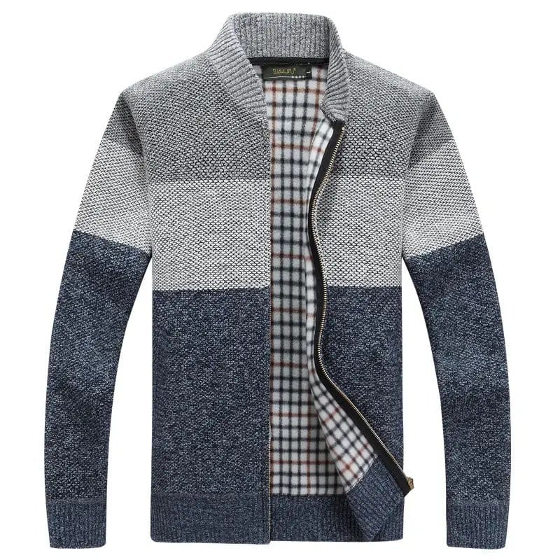 Men's Thick Velvet Zipper Cardigan - Autumn Winter Warm Coat - Premium Velvet V-Neck Sweater Jacket For Men, photo 2