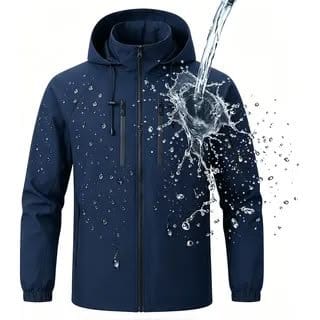 Men's Korean Style Hooded Windbreaker Jacket - Navy Blue 4XL, photo 2