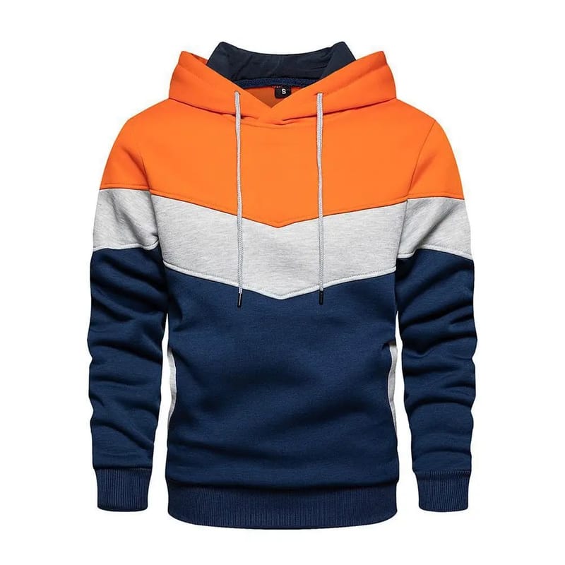 Men's Color-Blocked Hoodie Navy Gray White - Premium Autumn Collection | MZCHYHAM2618, photo 2