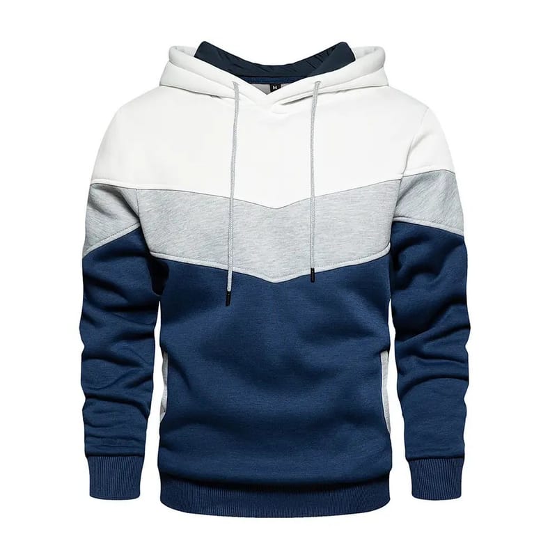Men's Color-Blocked Hoodie Navy Gray White - Premium Autumn Collection | MZCHYHAM2618