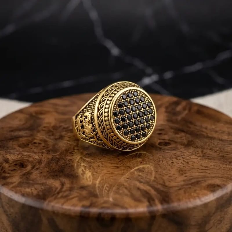 Turkish Design Gold Plated Men's Ring - Premium Alloy Royal Ring | MZ1119204005BYBR