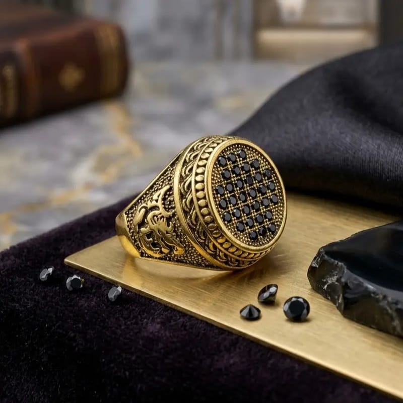 Turkish Design Gold Plated Men's Ring - Premium Alloy Royal Ring | MZ1119204005BYBR, photo 2