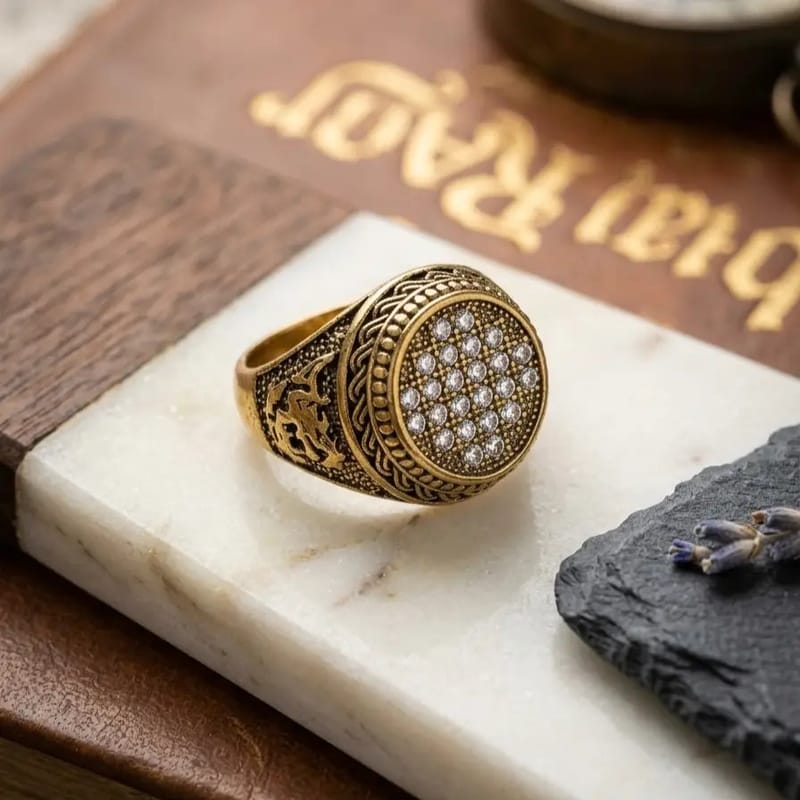 Turkish Design Gold Plated Men's Ring - Premium Alloy Royal Ring | MZ1119204005BYBR, photo 3