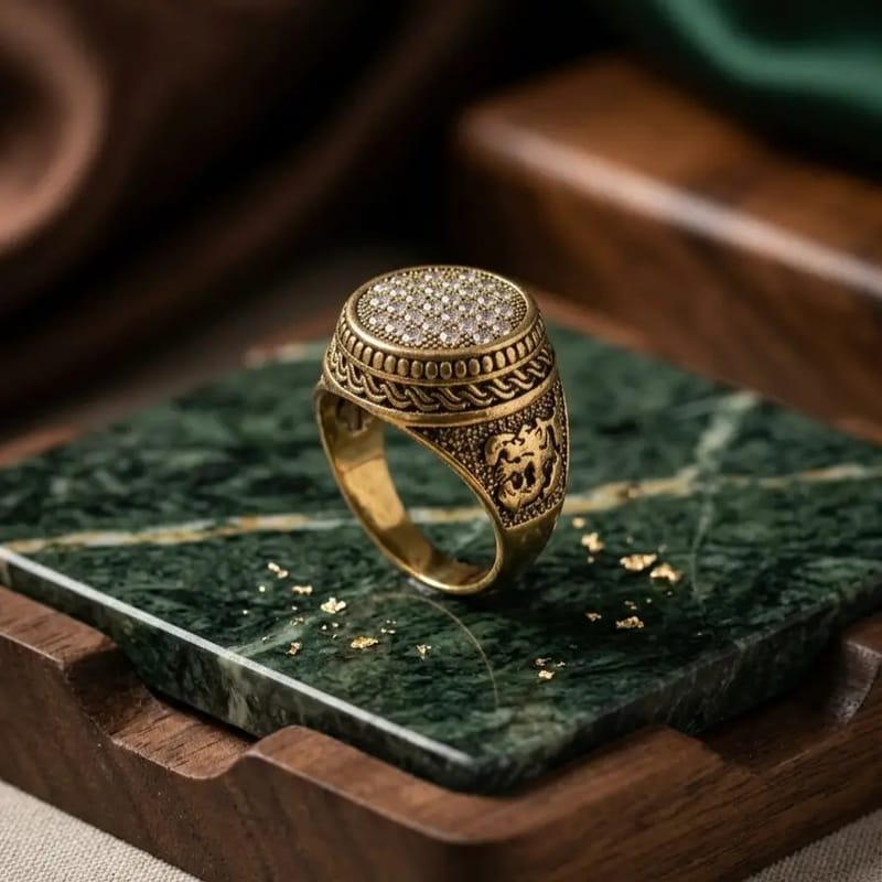 Turkish Design Gold Plated Men's Ring - Premium Alloy Royal Ring | MZ1119204005BYBR, photo 4