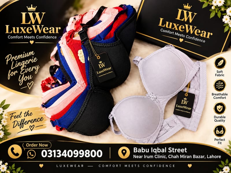 LuxeWear Women’s Padded Bra – Soft, Comfortable & Supportive