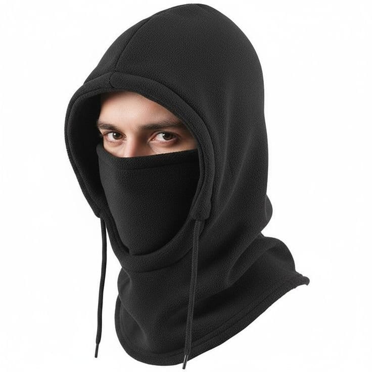 Winter Fleece Face Mask - Premium Warm & Comfortable | Black | Windproof | Unisex | 29x54cm, photo 2