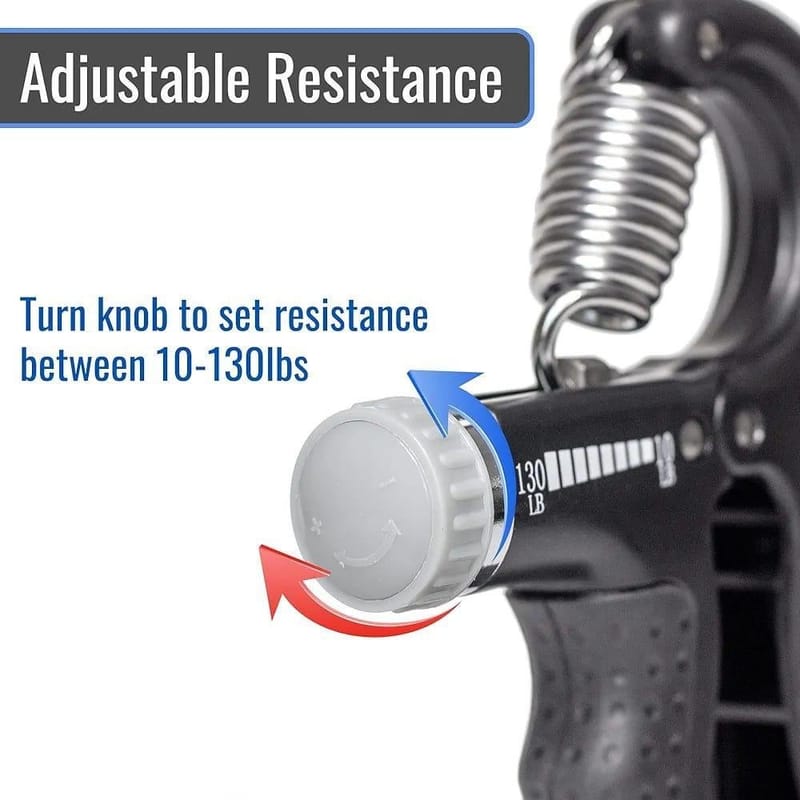 Adjustable Resistance Hand Grip Trainer 10-130lbs Black ABS with Digital Counter