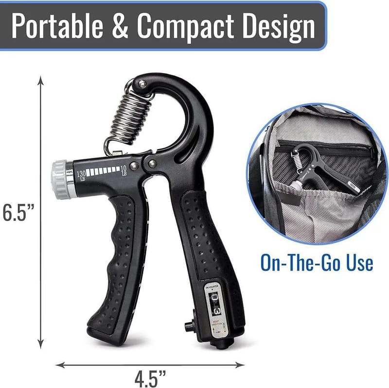 Adjustable Resistance Hand Grip Trainer 10-130lbs Black ABS with Digital Counter, photo 5
