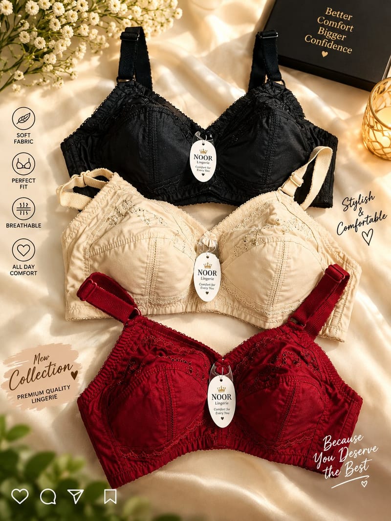 Premium Cotton Embroidered Bra – Soft Fabric, Comfortable Fit & Stylish Design