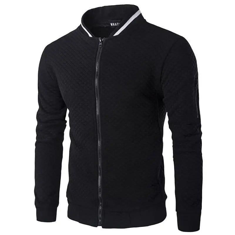 Men's White Quilted Zipper Jacket with Contrast Trim - Winter Bomber, photo 2