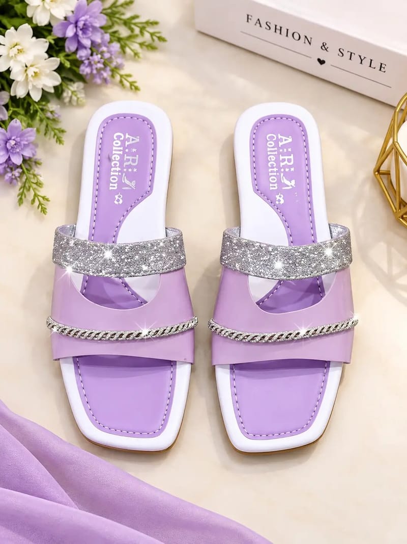 Women's Fancy Embroidered Rexine Slippers - Party Wear