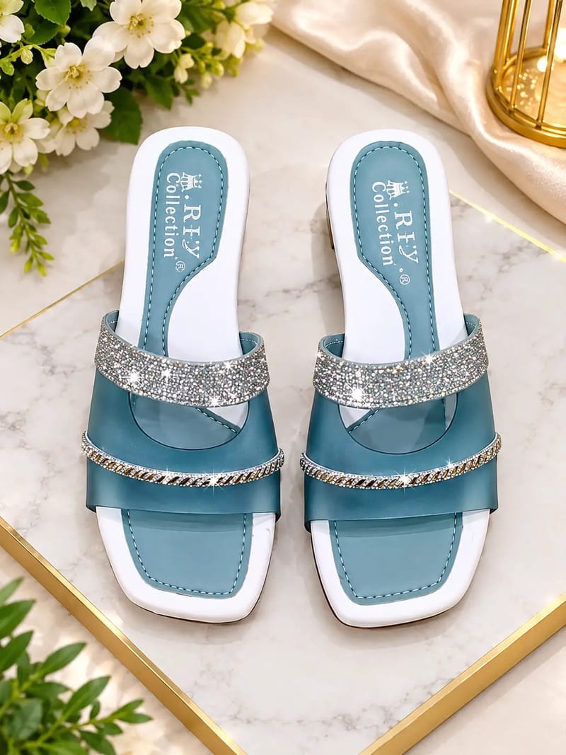 Women's Fancy Embroidered Rexine Slippers - Party Wear, photo 4