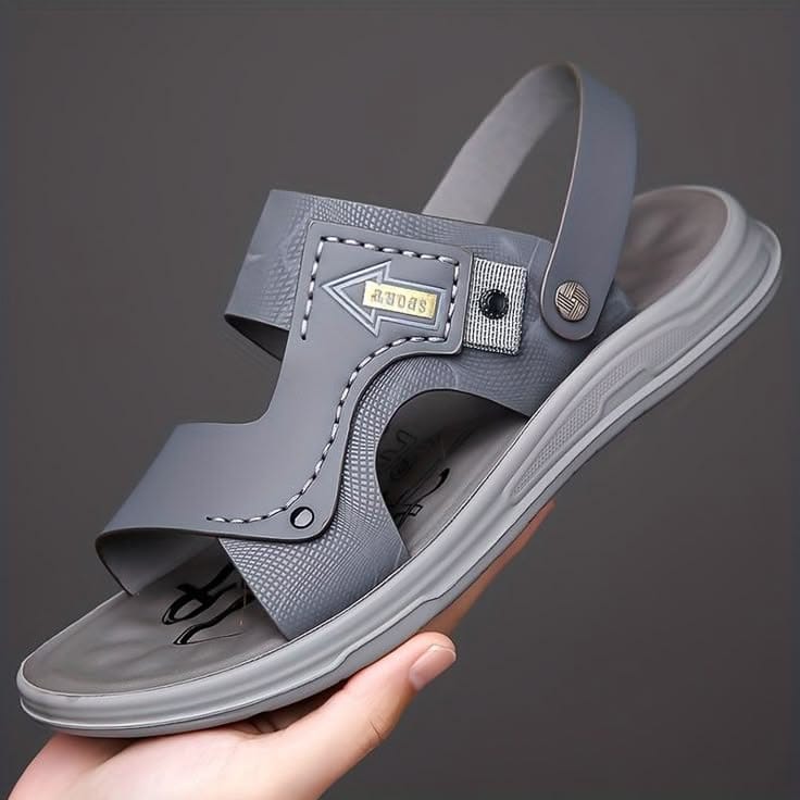 Men's Black Synthetic Leather Fancy Sandals - Casual & Formal Wear