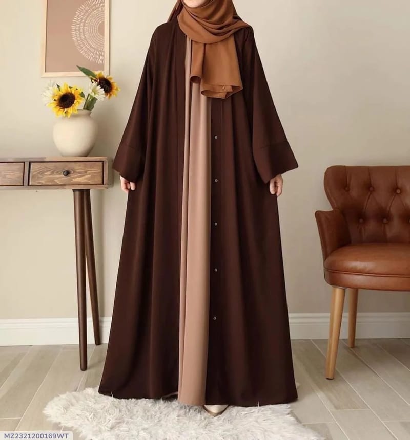 Women's Brown China Georgette Abaya 55" with Stoller - Modest Wear, photo 2