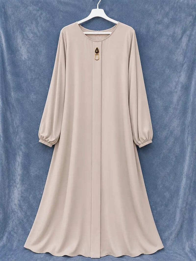 Women's Brown China Georgette Abaya 55" with Stoller - Modest Wear, photo 3