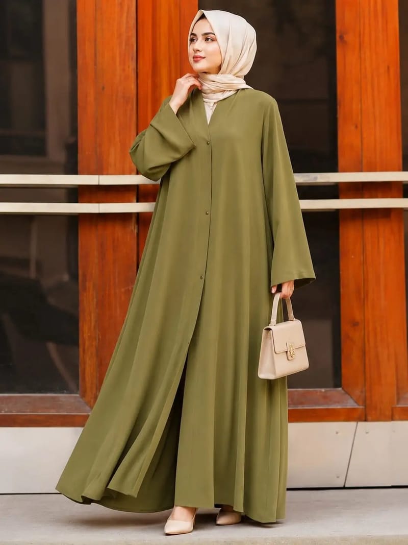 Women's Brown China Georgette Abaya 55" with Stoller - Modest Wear, photo 7