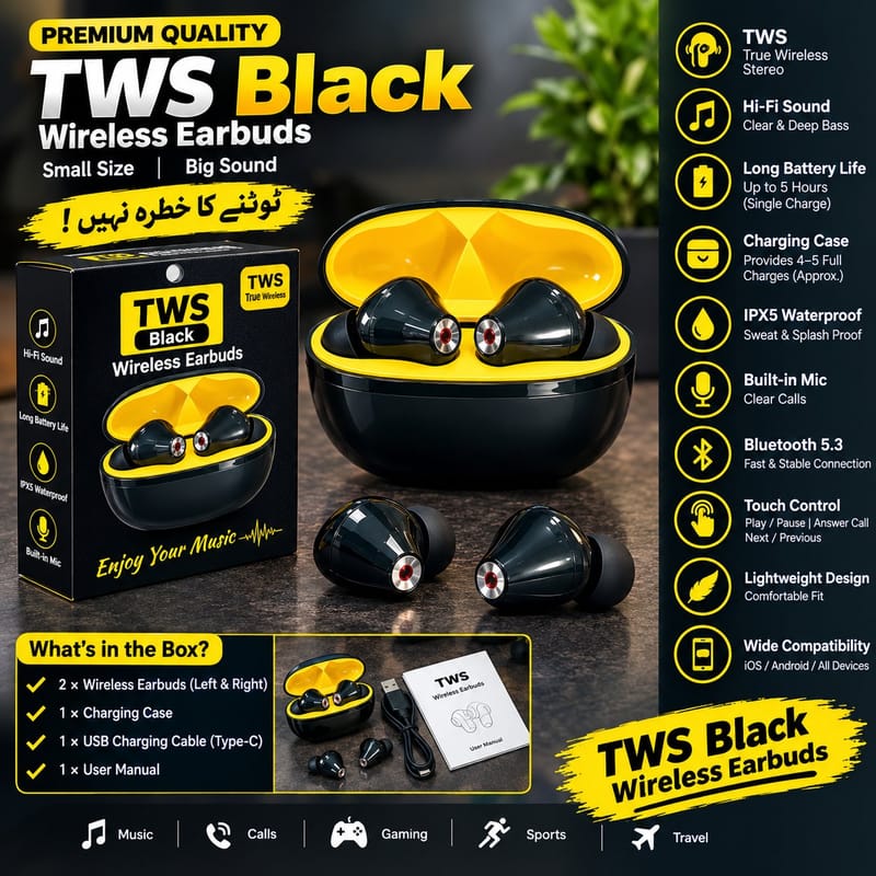 TWS Black Earbuds