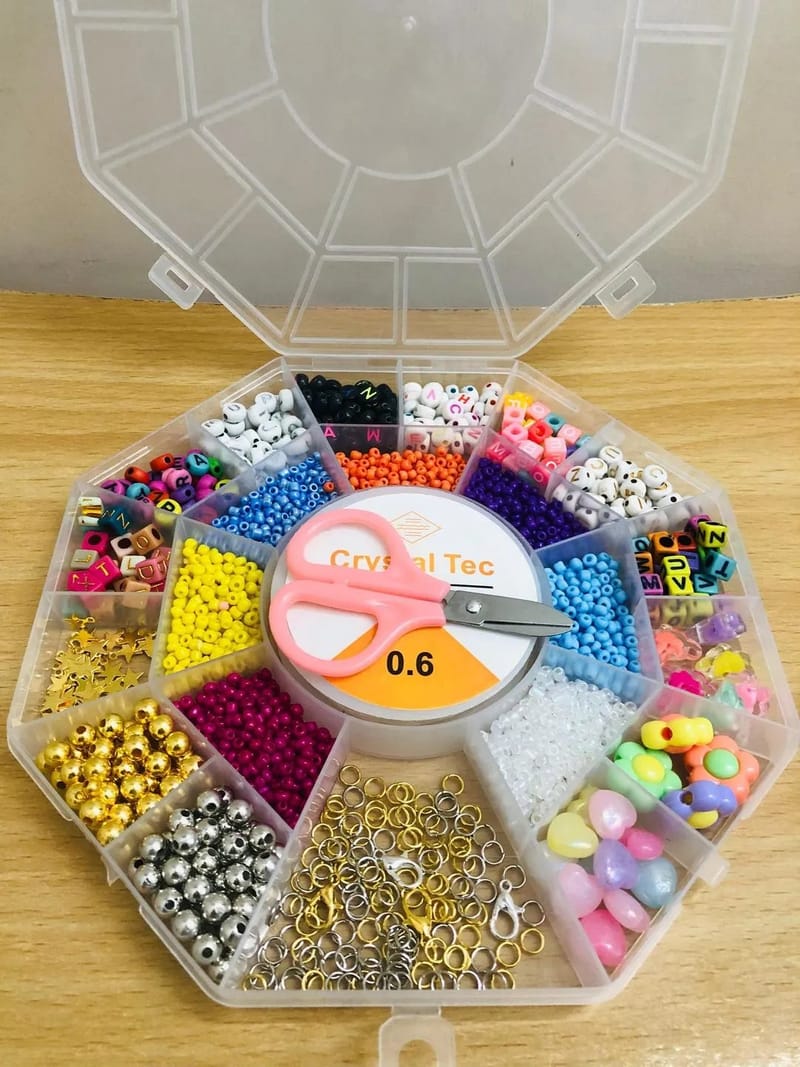 Large Mixed Decorative Beads Box with Sticker Sheet for Bracelets and Lockets, photo 5