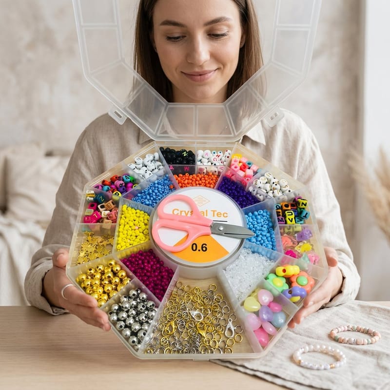 Large Mixed Decorative Beads Box with Sticker Sheet for Bracelets and Lockets, photo 3