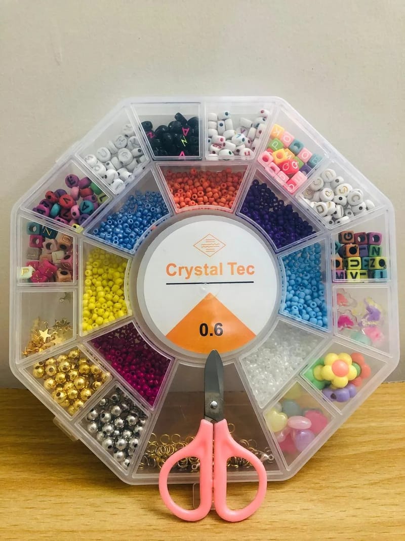 Large Mixed Decorative Beads Box with Sticker Sheet for Bracelets and Lockets, photo 4