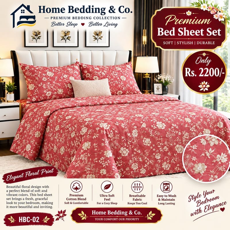 HBC2 Floral Print Bedsheet Set