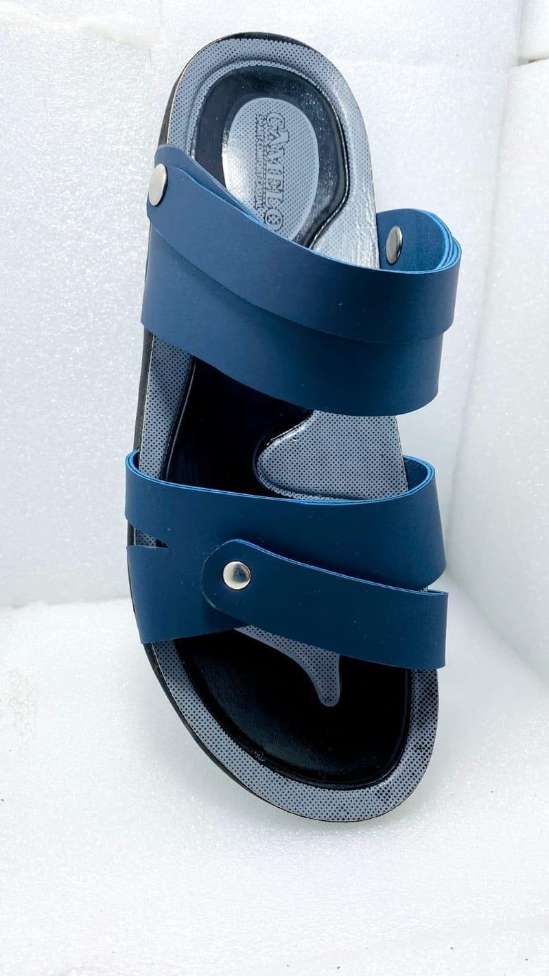 Men's Blue Synthetic Leather Casual Sandals - Comfortable Daily Wear