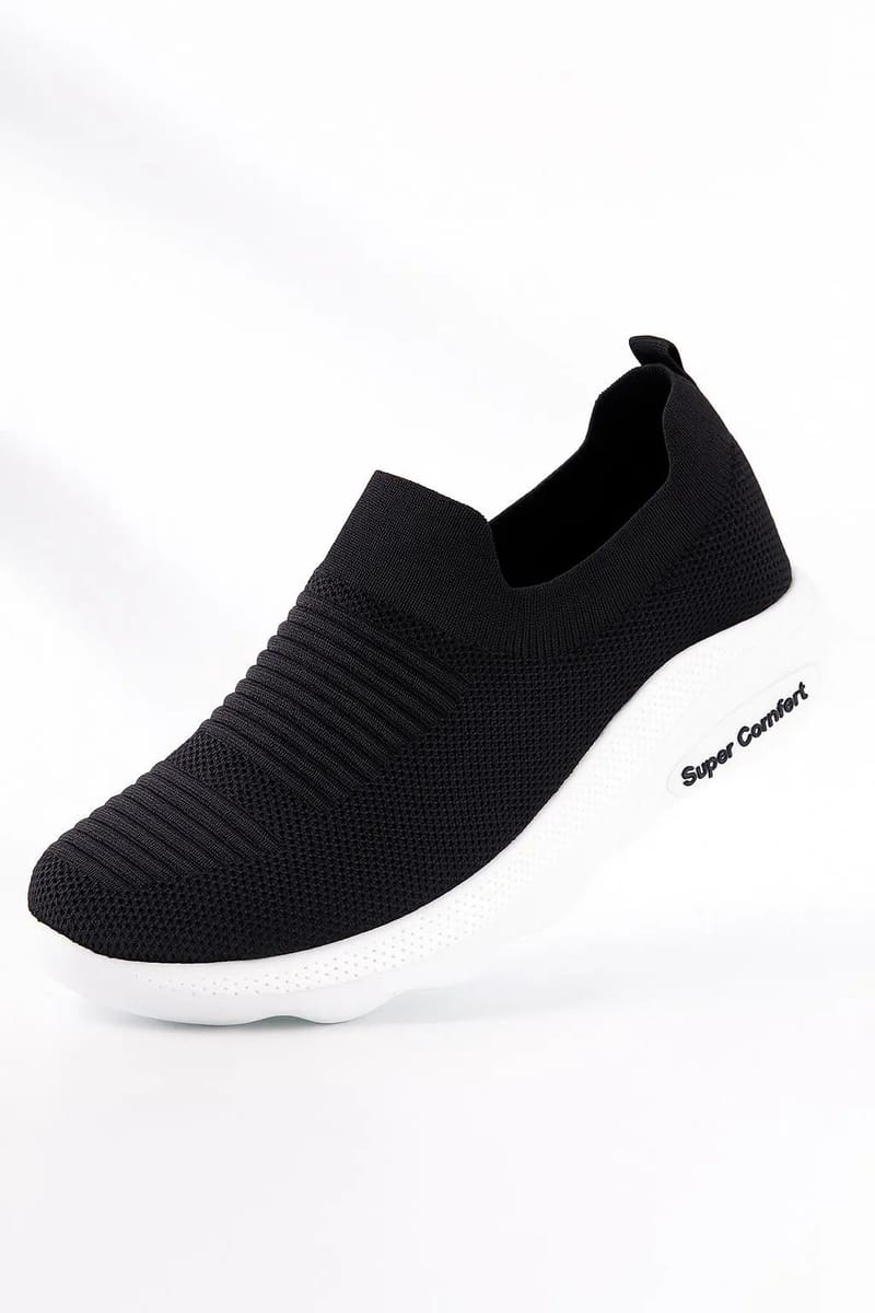 Women's Black Slip-On Casual Sneakers - Breathable Daily Wear Shoes, photo 4