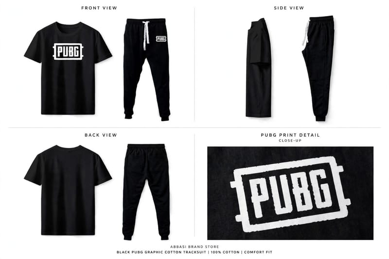 Men's Cotton PUBG Track Suit Black M-XL, photo 3