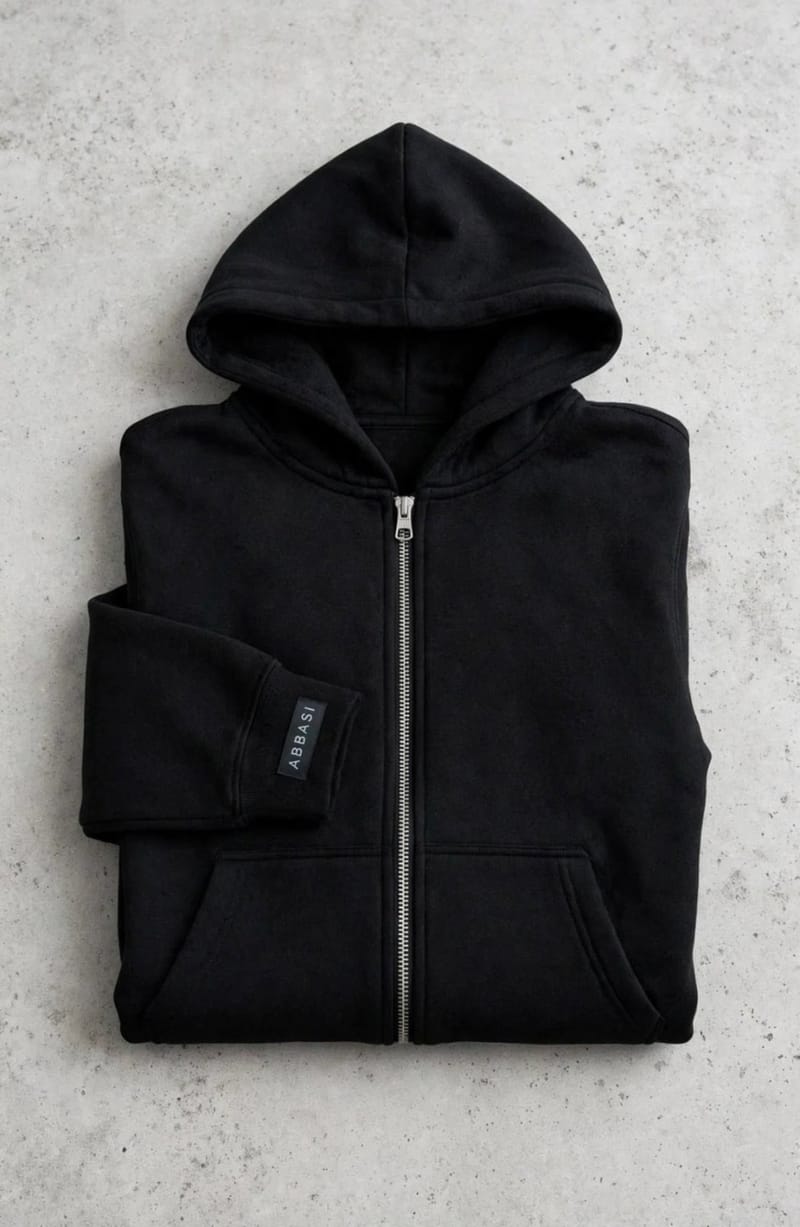 Men's Ninja Black Fleece Zipper Hoodie, photo 5