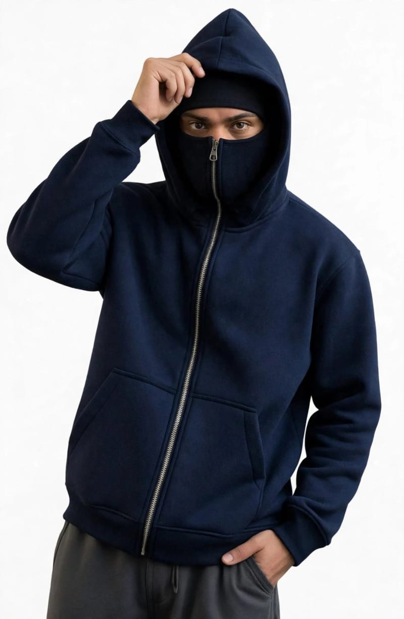 Men's Ninja Black Fleece Zipper Hoodie, photo 4