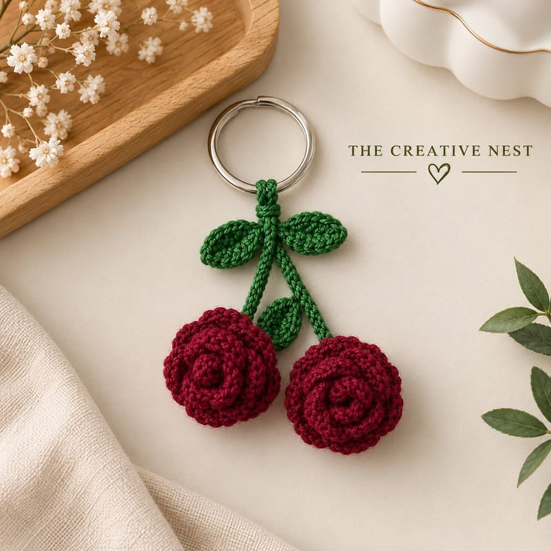 Corchet rose bag charm, photo 2