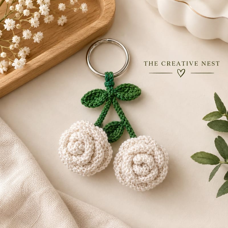 Corchet rose bag charm, photo 3