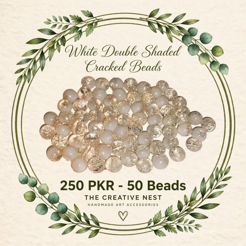 White double shaded cracked beads bracelet