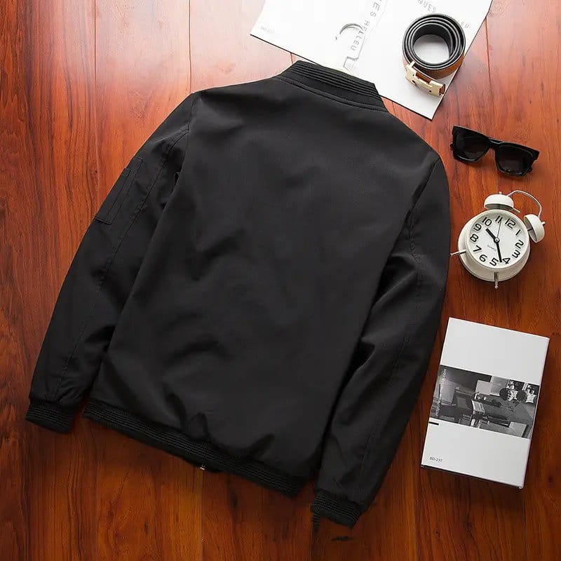 Men black baseball jacket premium lightweight casual outerwear, photo 3