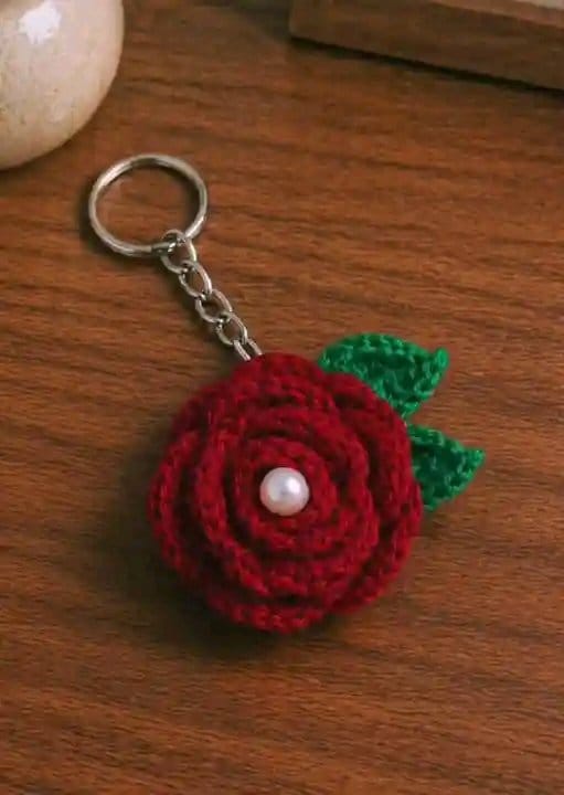 Beautiful red rose keychains