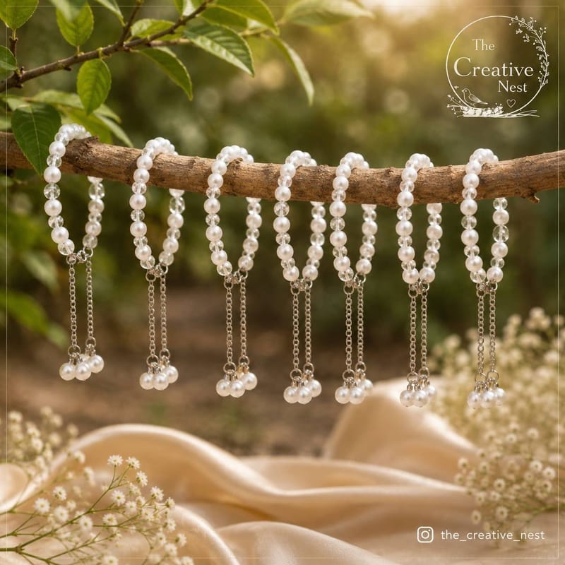 white double shaded cracked beaded bracelets, photo 3