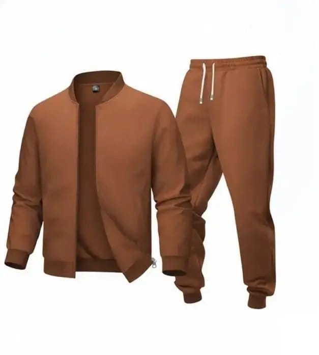 2pcs Men's Fleece plain zipper track suit, photo 2
