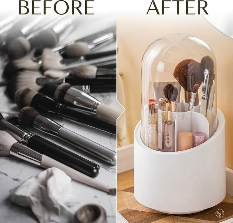 White Makeup Organizer Box – Matte ABS Plastic Cosmetic Storage Holder, photo 3