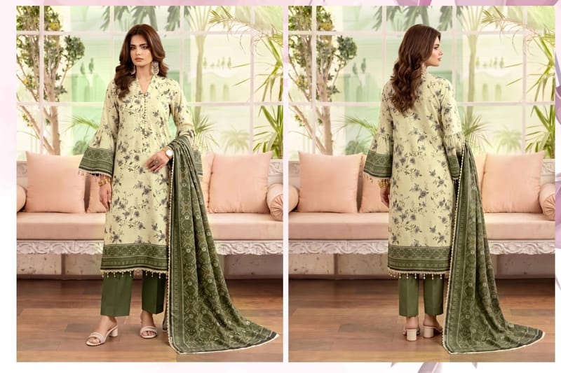 Printed shirt and plain trouser with wool shawl, photo 3