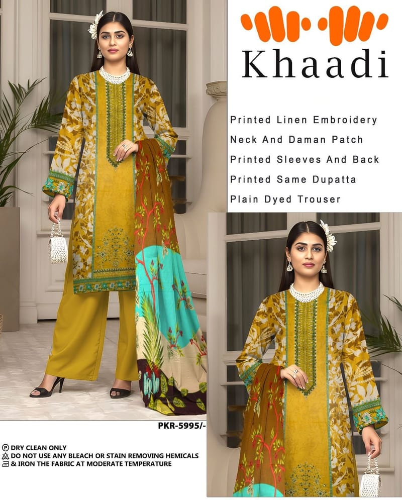 Printed Linen Suit with patches