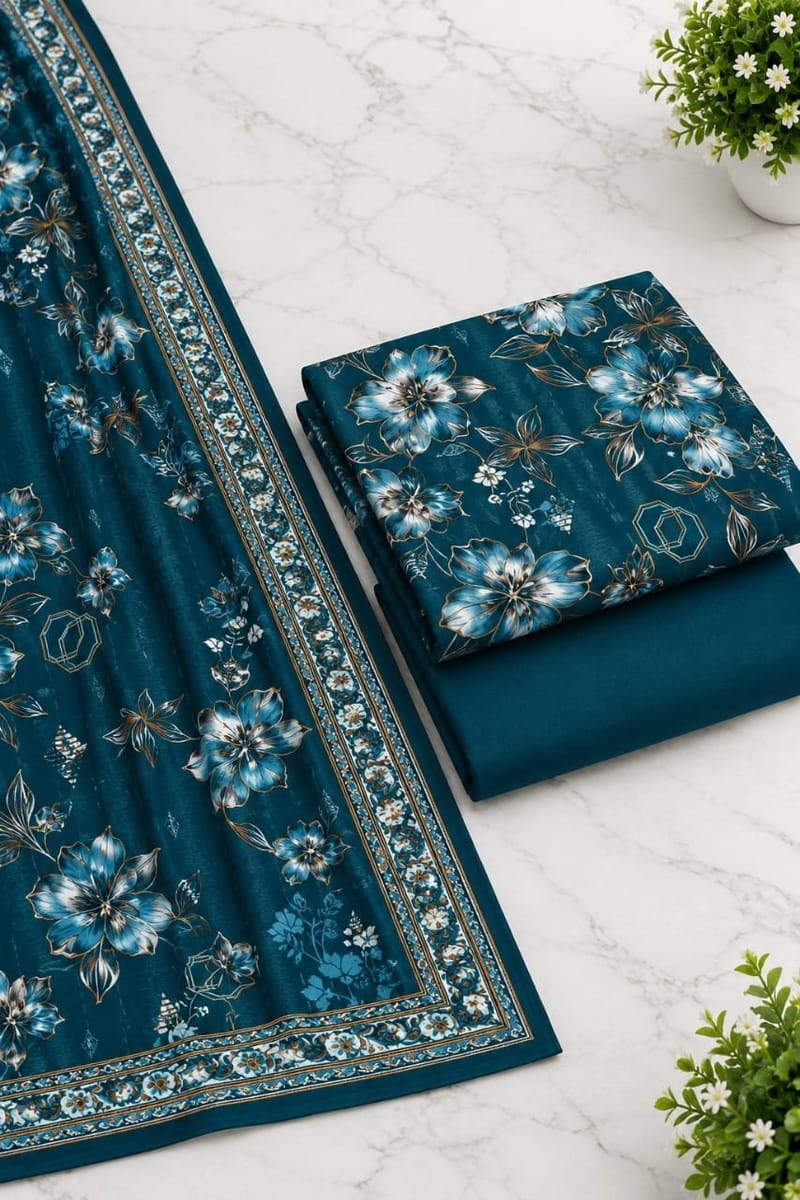 Teal Floral Fabric
