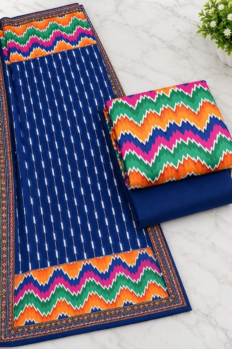 Blue Ikat Print Suit