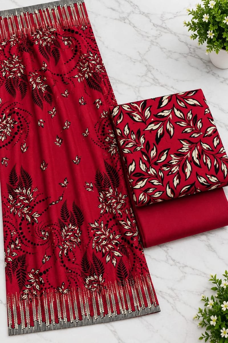 Red Floral Saree