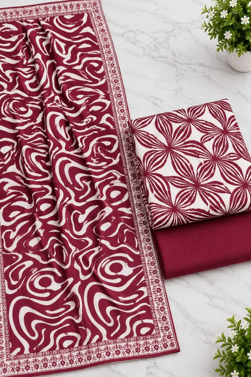 Maroon Patterned Salwar Kameez