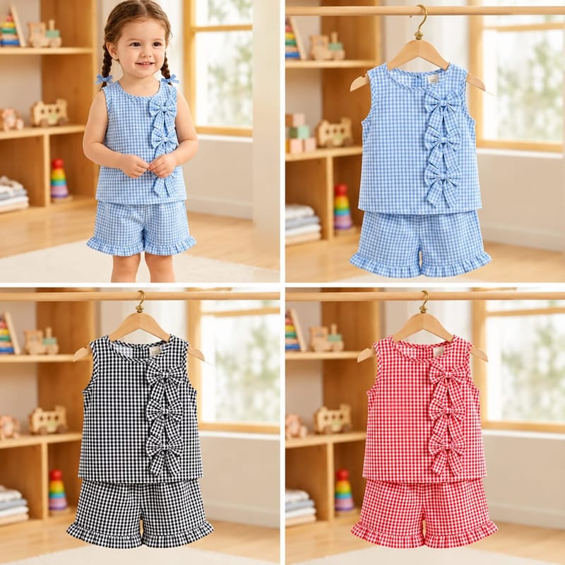 Gingham bow Co-ord set, sleeveless with matching trouser