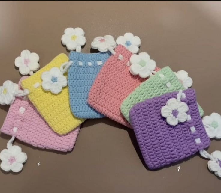 Crochet drawstring pouches, photo 2