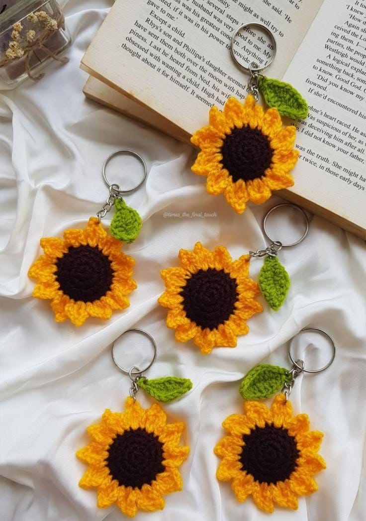 Crochet Sunflower Keychain