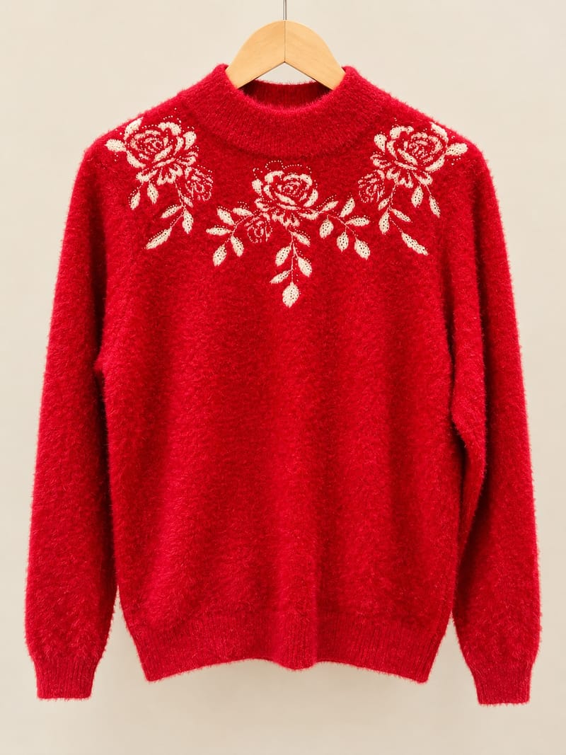 Red Rose Embroidered Sweater, photo 3